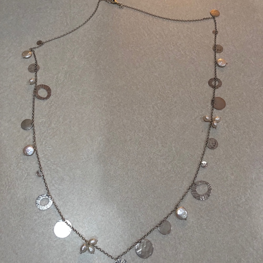 Long Silpada Silver necklace with Pearl accents